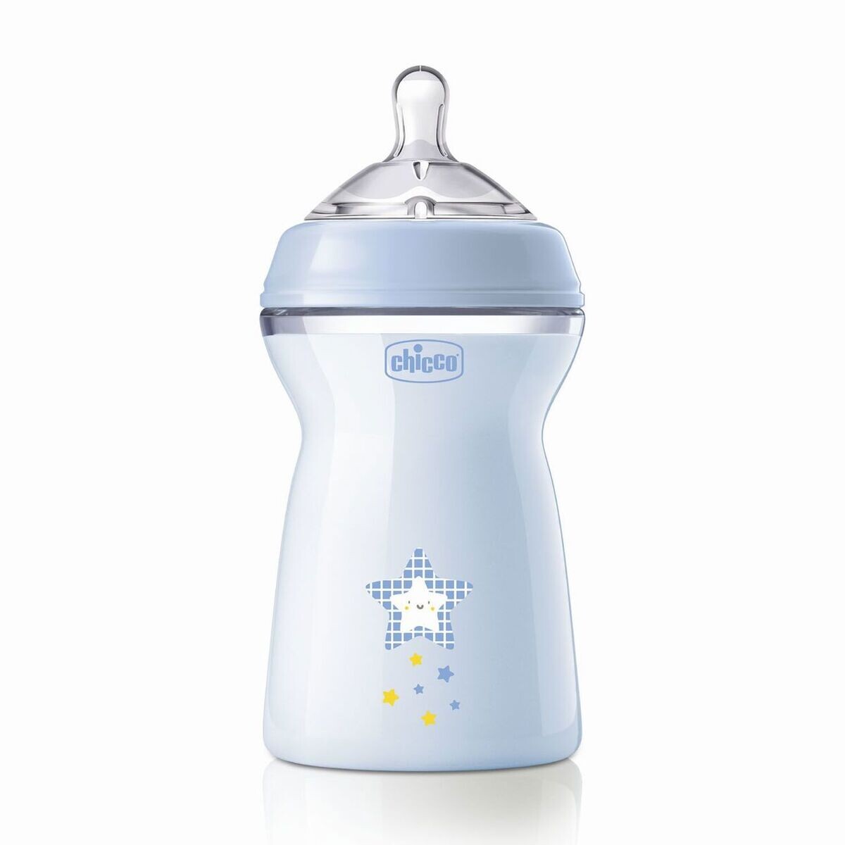 CHICCO BIBERON NAT.FEEL 6M+ 330ML AZUL 