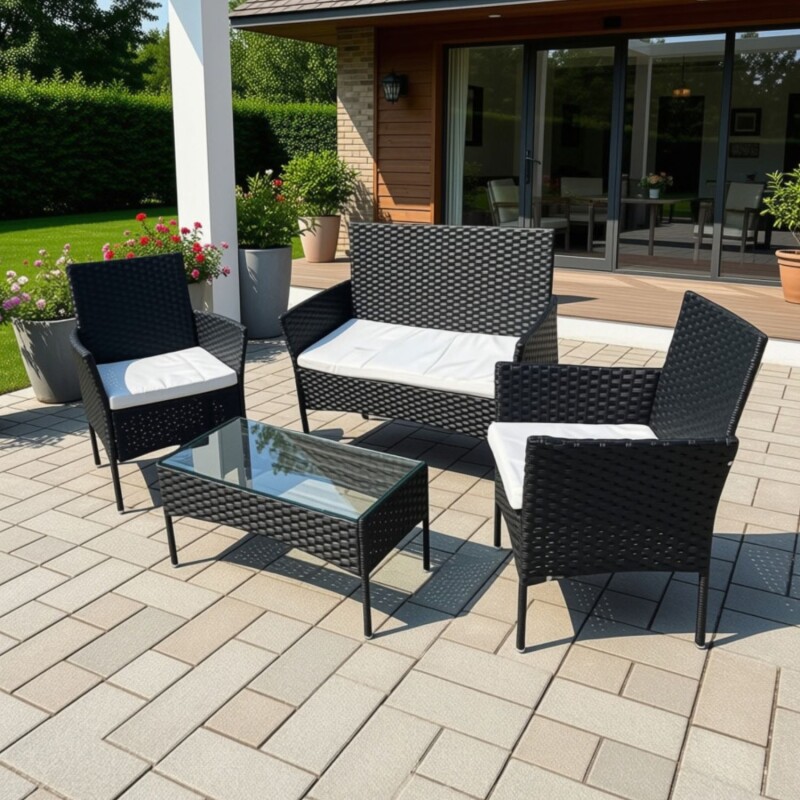 Juego Jardin Rattan 3 Sillones + Mesa Exterior Juego Jardin Rattan 3 Sillones + Mesa Exterior