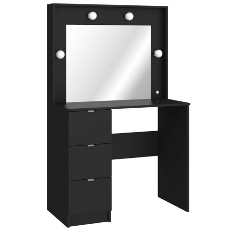 Tocador de Maquillaje Vanity con Espejo 3 Cajones y Porta Lámparas - Negro Tocador de Maquillaje Vanity con Espejo 3 Cajones y Porta Lámparas - Negro
