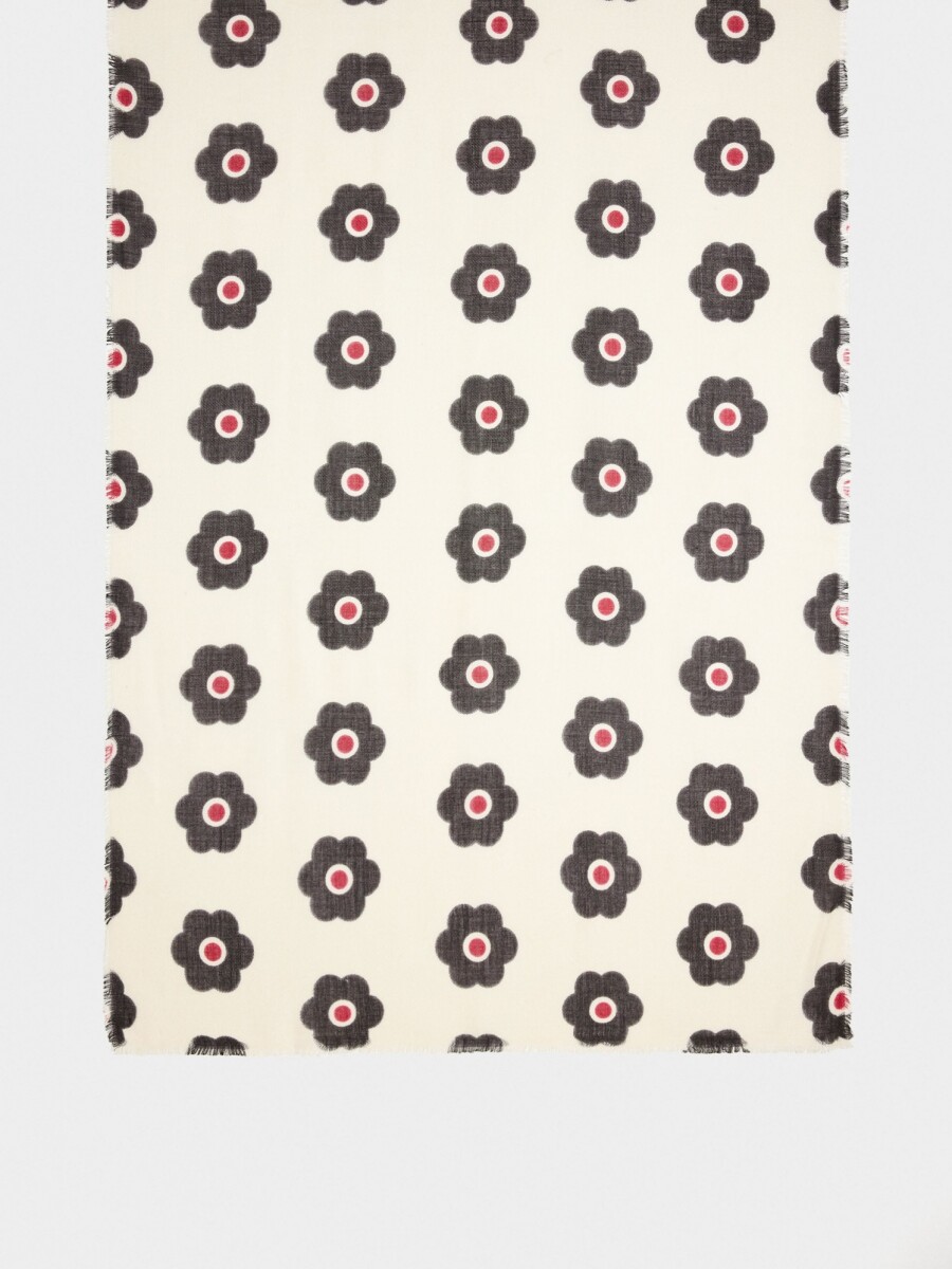 Pañuelo Estampado Floral Con Lana crudo