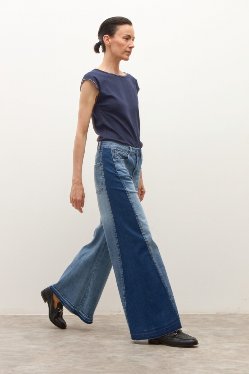 Jean wide leg Ada bicolor jean medio