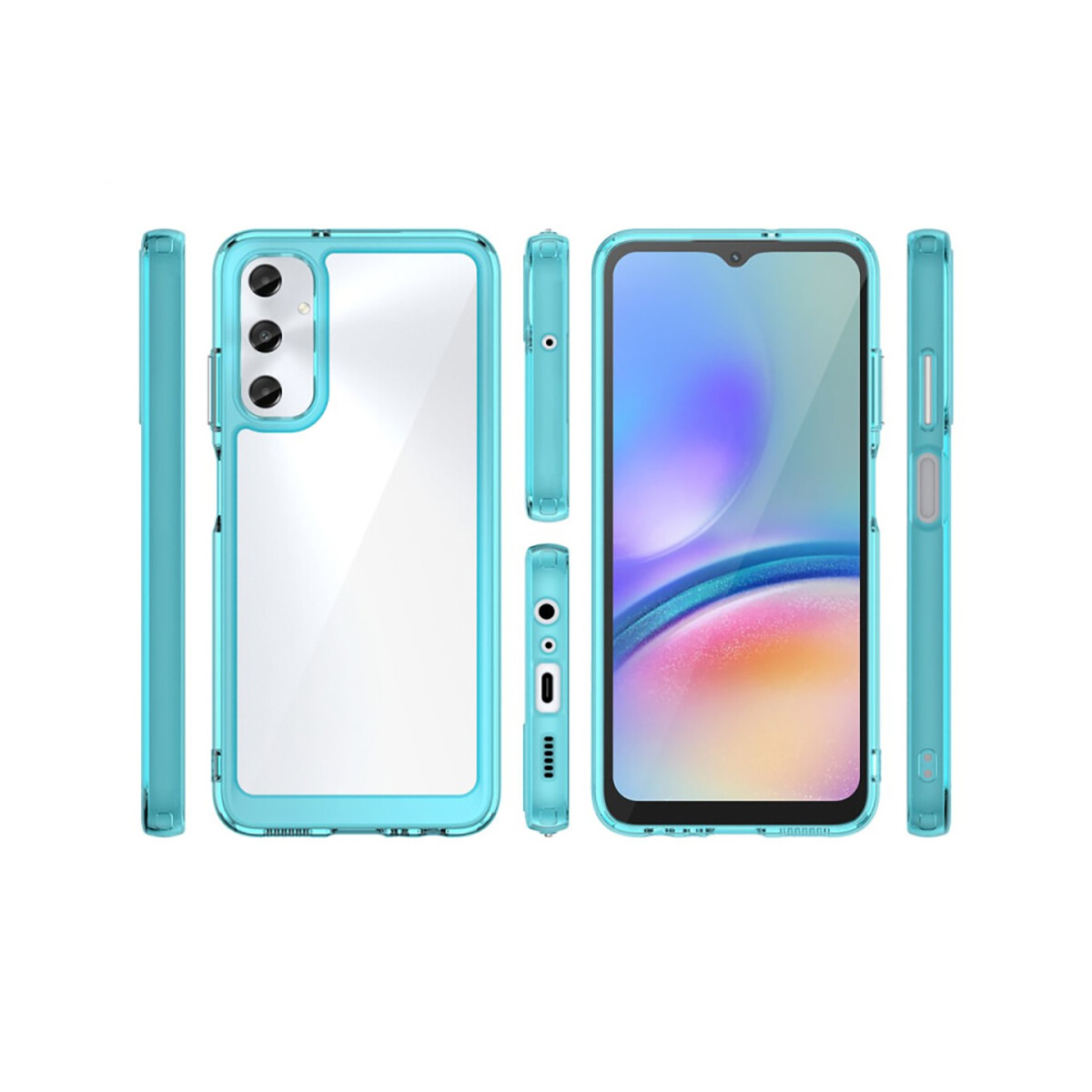 Case Transparente con Borde de Color Samsung A14 Turquesa