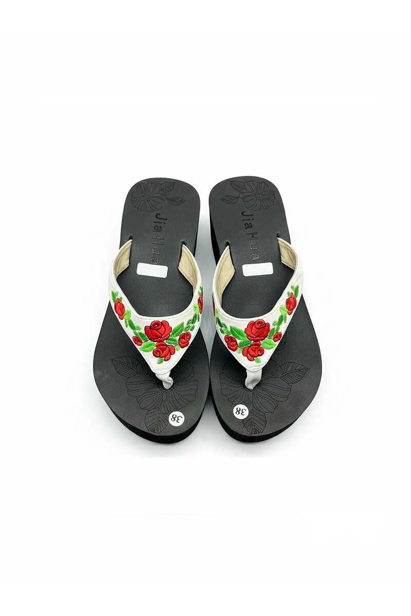 SANDALIA OJOTA PLATAFORMA BORDADA Blanco