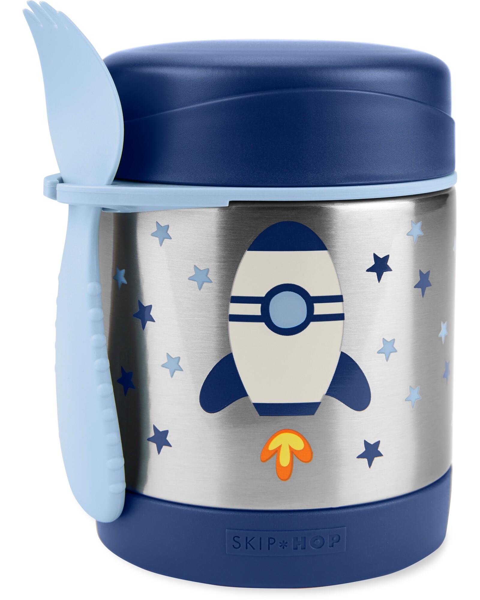 Tupper de acero inoxidable con cubierto, diseño cohete Sin color