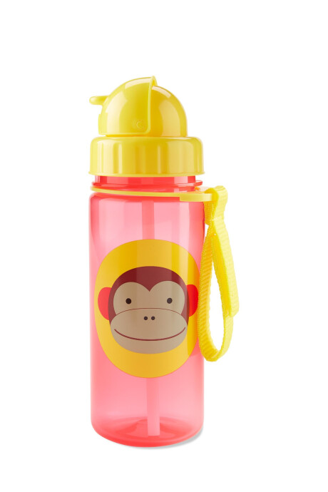 Botella con sorbito, diseño mono Botella con sorbito, diseño mono
