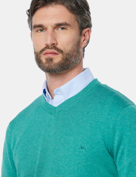 BUZO TEJIDO CUELLO V Verde