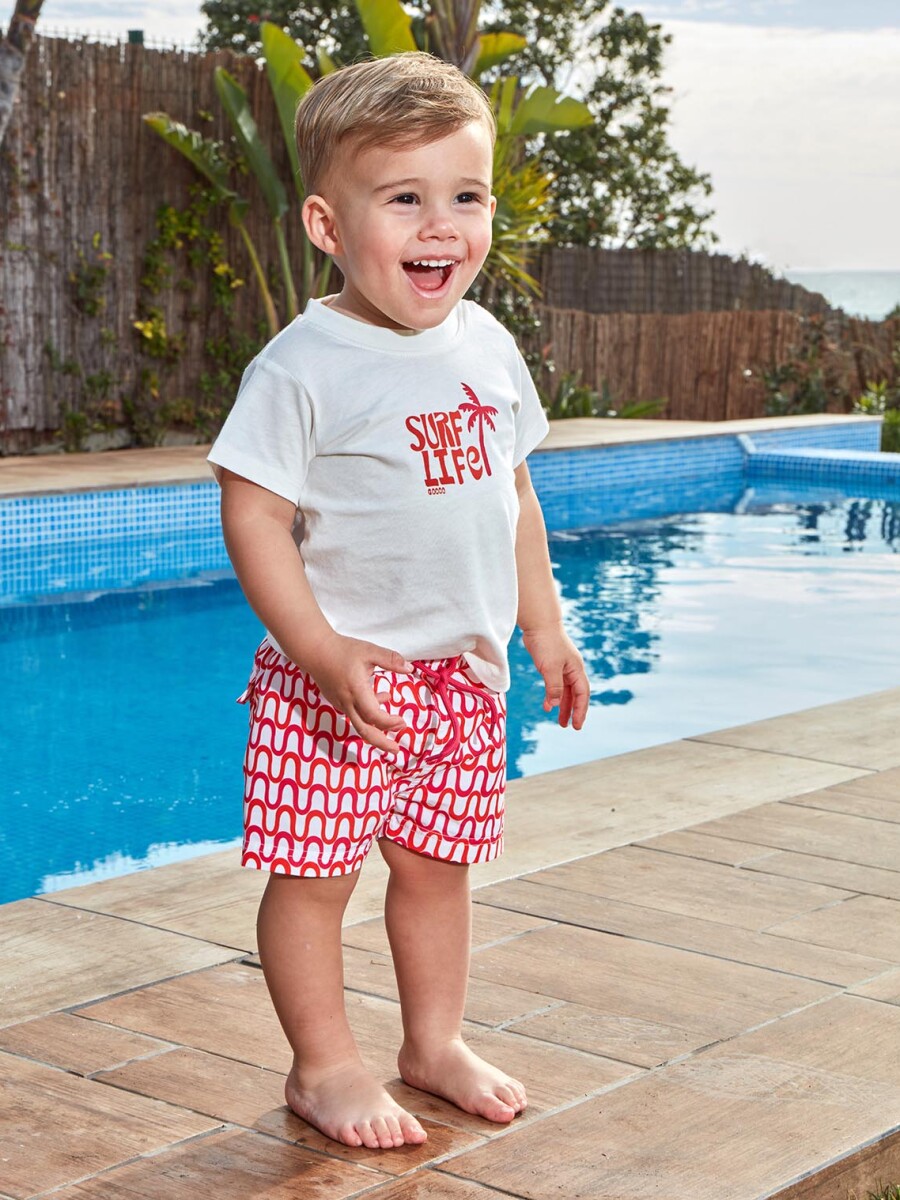 Bañador Estampado Ondas Blanco