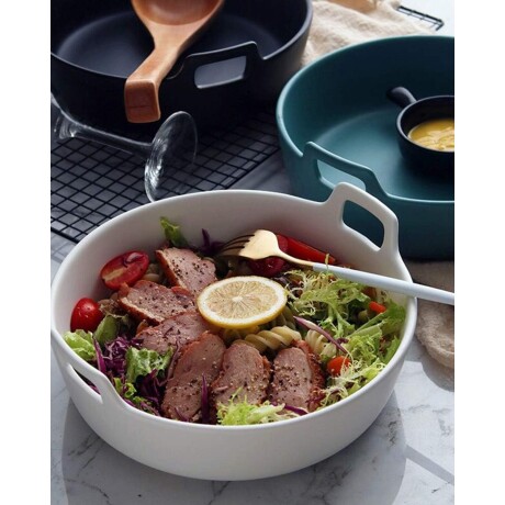 Ensaladera Selecta en cerámica con asas 24x23x9cm Azul