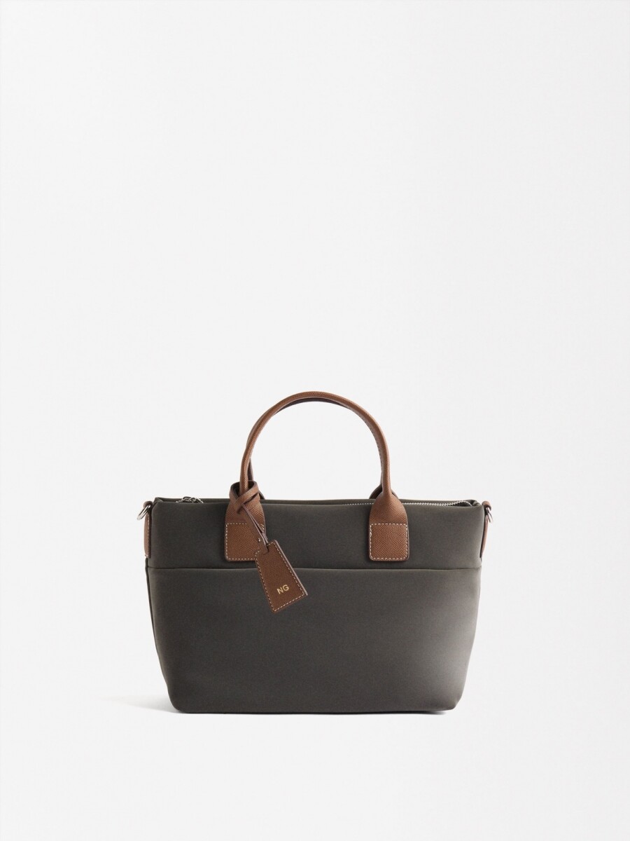 Bolso Tote Con Textura Suave L negro