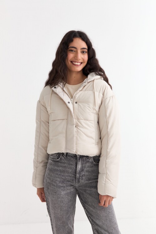 Campera puffer crop BEIGE