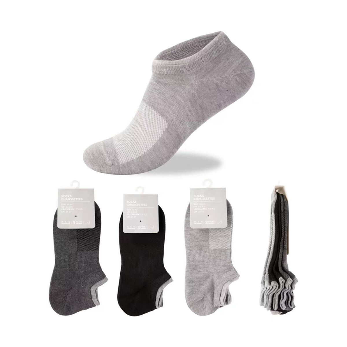 Soquete sport 3pcs - gris 