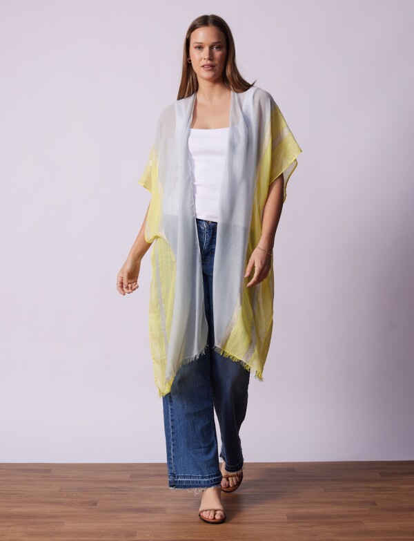 Kimono Lineas MULTI/CELESTE