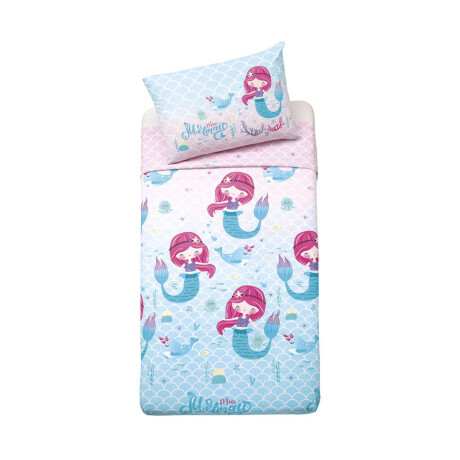 Juego Sábanas Infantiles 1 Plaza Dohler 100% Algodón Sirenas
