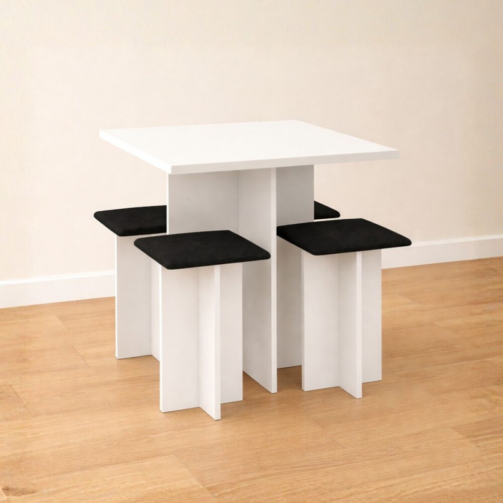 JUEGO DE COMEDOR - 4 BANCOS BLANCO