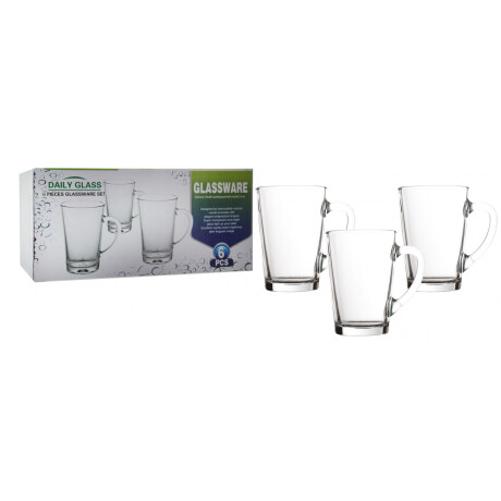 Taza conica de vidrio con asa x6 Taza conica de vidrio con asa x6