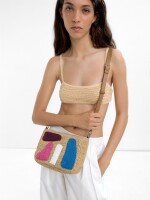 Bolso Bandolera Efecto Rafia Aplicaciones Multicolor multicolor