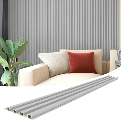 Pack x10 Wpc Simil Madera Wall Panel Lambrin 2.90x16.7 Color Gris Claro