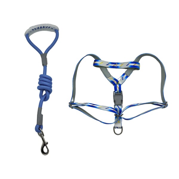 Arnes Correa Pretal Perro Mascota Ajustable Grande Variante Color Azul