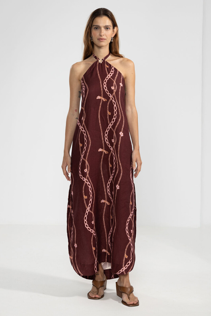 VALE HALTER DRESS Chain Gang Merlot