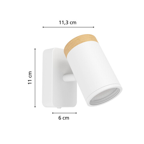 Aplique spot de pared acero blanco y madera GU10 EG6414