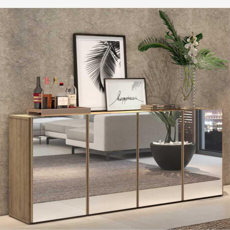 RACK APARADOR PARA TV O AUDIO 4 PUERTAS CON ESPEJOS MARRON