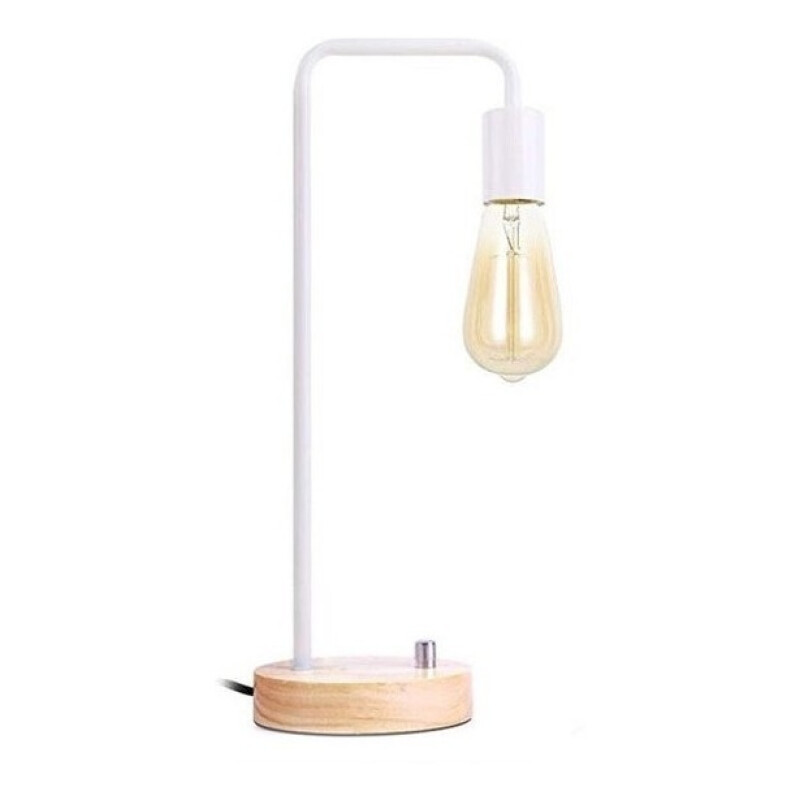 Lampara De Escritorio Metal Y Madera Retro Blanco