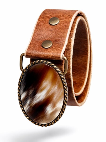 Cinto Cuero crudo y guampa Ovalado 2