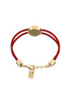 PULSERA DE CUERO DOBLE ROJA CON DETALLE DE OJO EN ALEACIÓN DE METALES BAÑADO EN ORO 18K Y CRISTAL Pulsera