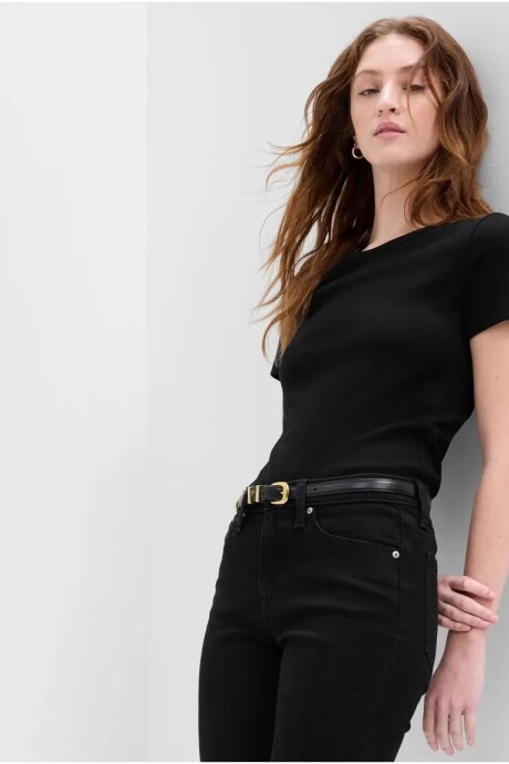 Remera Rib Manga Corta Mujer True Black V2