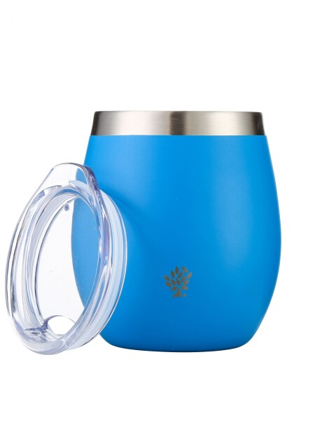 Mate Acero Inox. con Tapa Azul Eléctrico