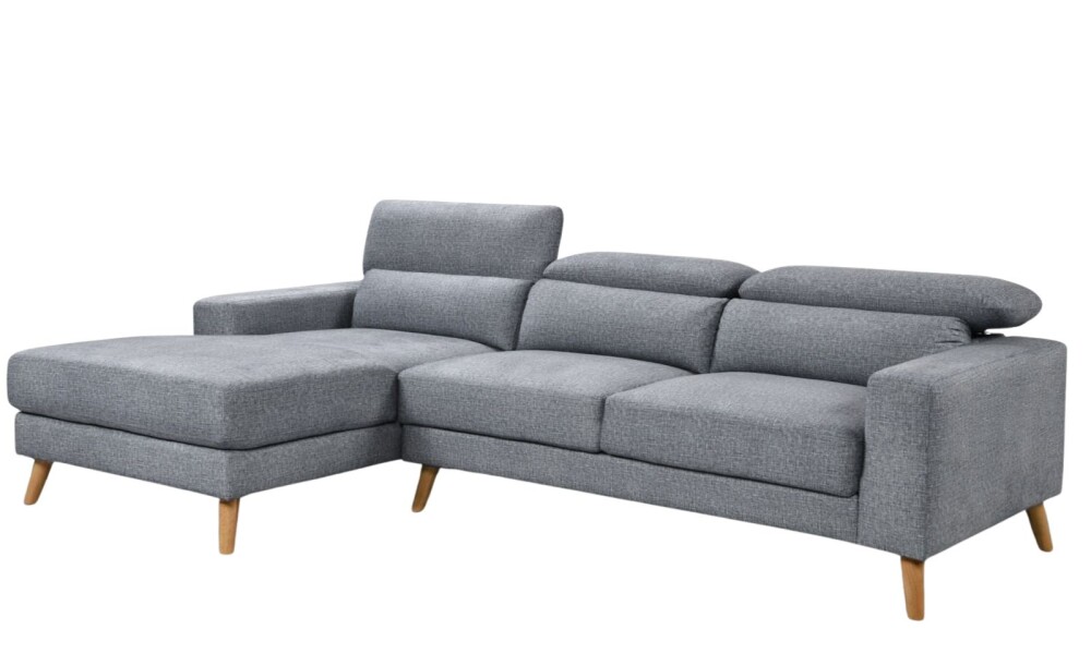 Sofá Chaise MILO en Tela Easy Clean Gris