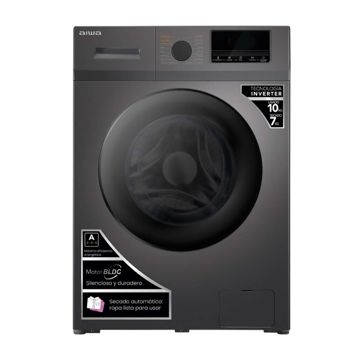 Lavasecarropas Automático Carga Frontal AIWA 10KG Inverter - Gris AWLST10G 