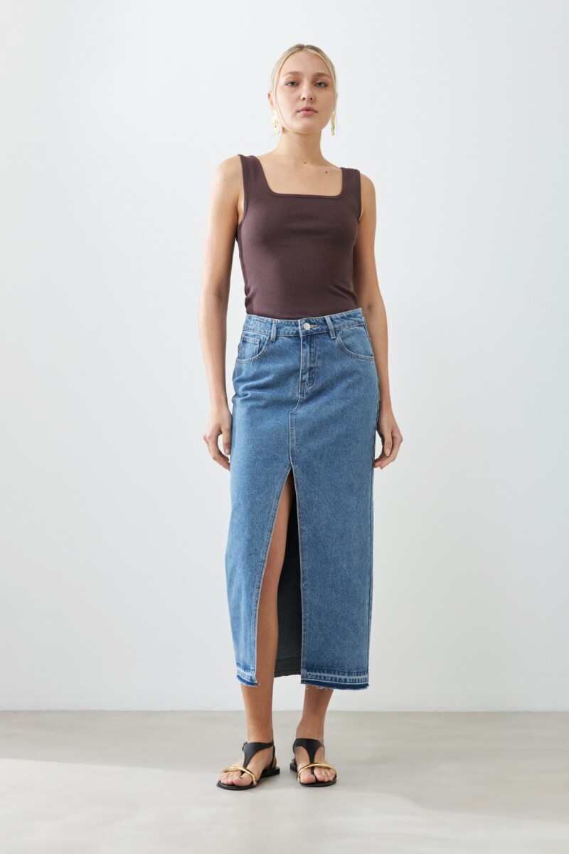 Falda larga de jean jean medio