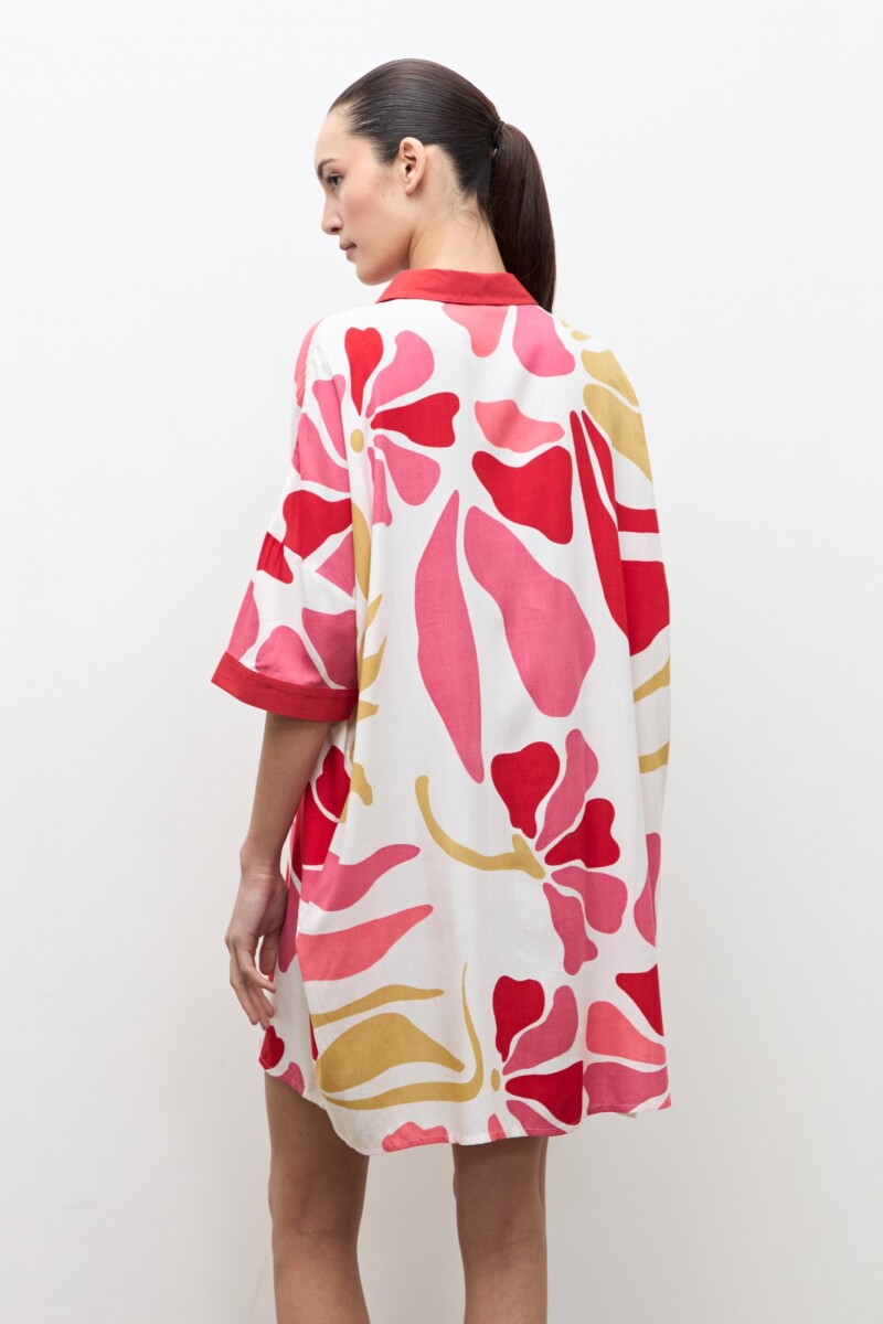 Tunica estampa floral rosado