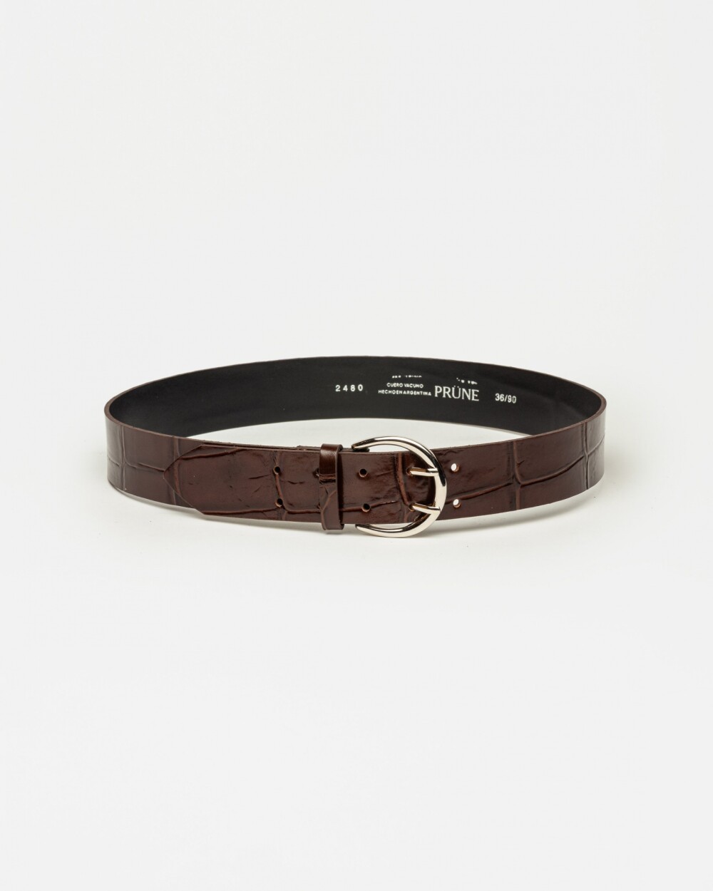 Cinturon Indie en cuero grabado big Croco Marron