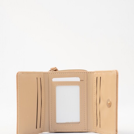 Billetera corta con broche Beige