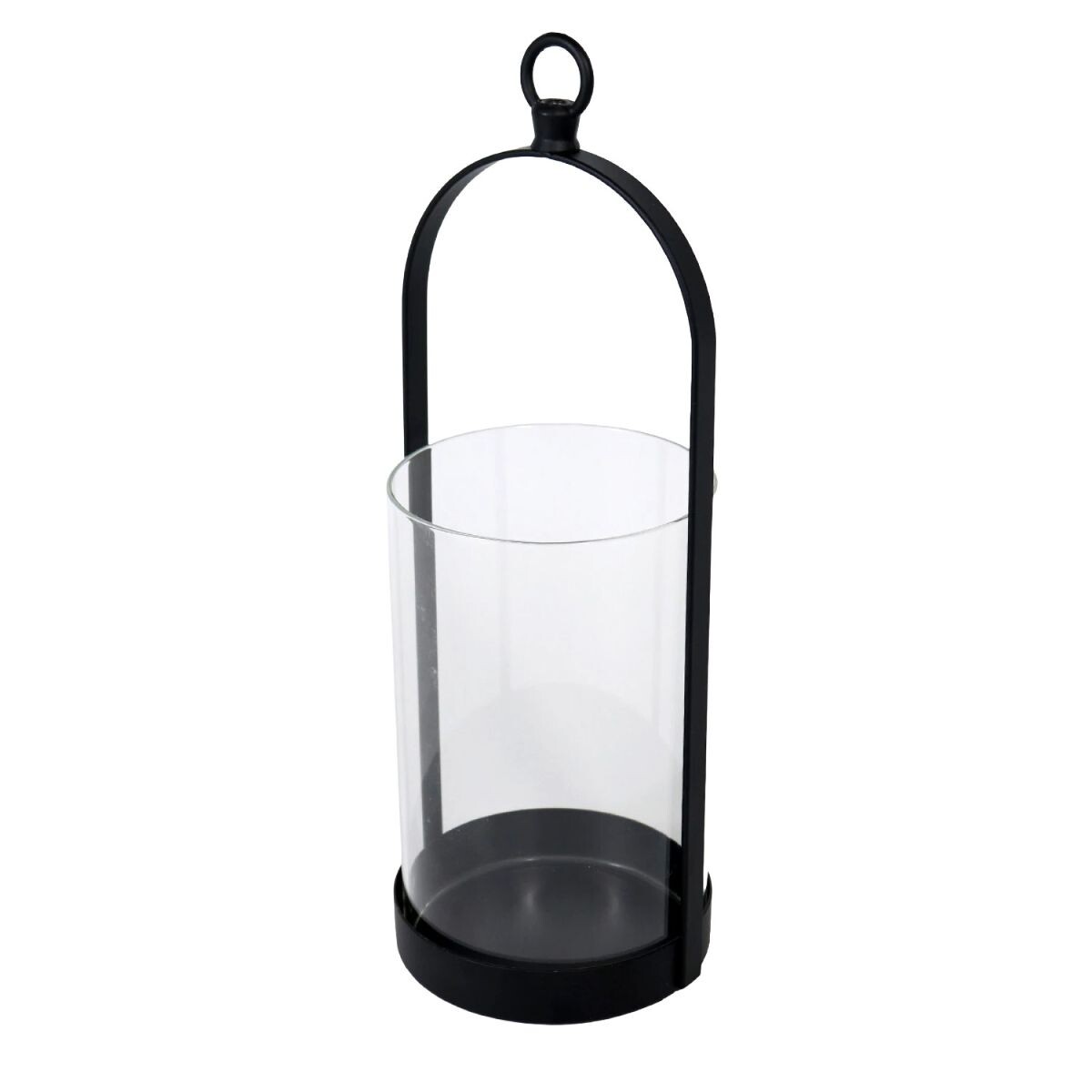 PORTA VELA METAL NEGRO/VIDRIO 10X10X27CM 