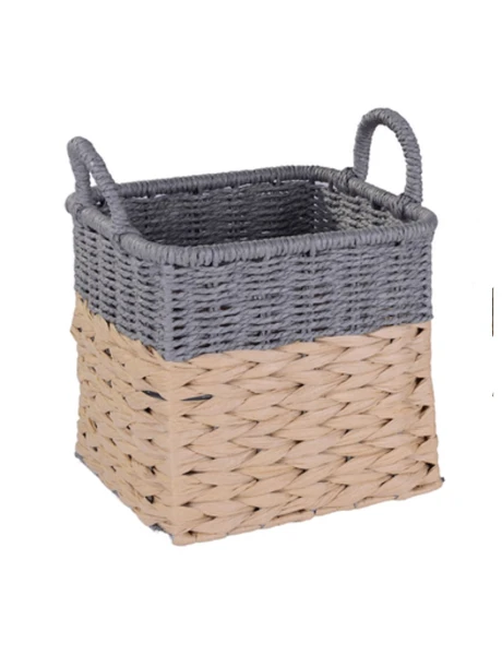 CESTO C/ASAS 27X27X25CM TEJ. CORDON PAPEL NAT/GRIS CESTO C/ASAS 27X27X25CM TEJ. CORDON PAPEL NAT/GRIS