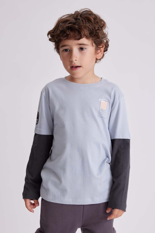 Remera manga larga estampa Celeste