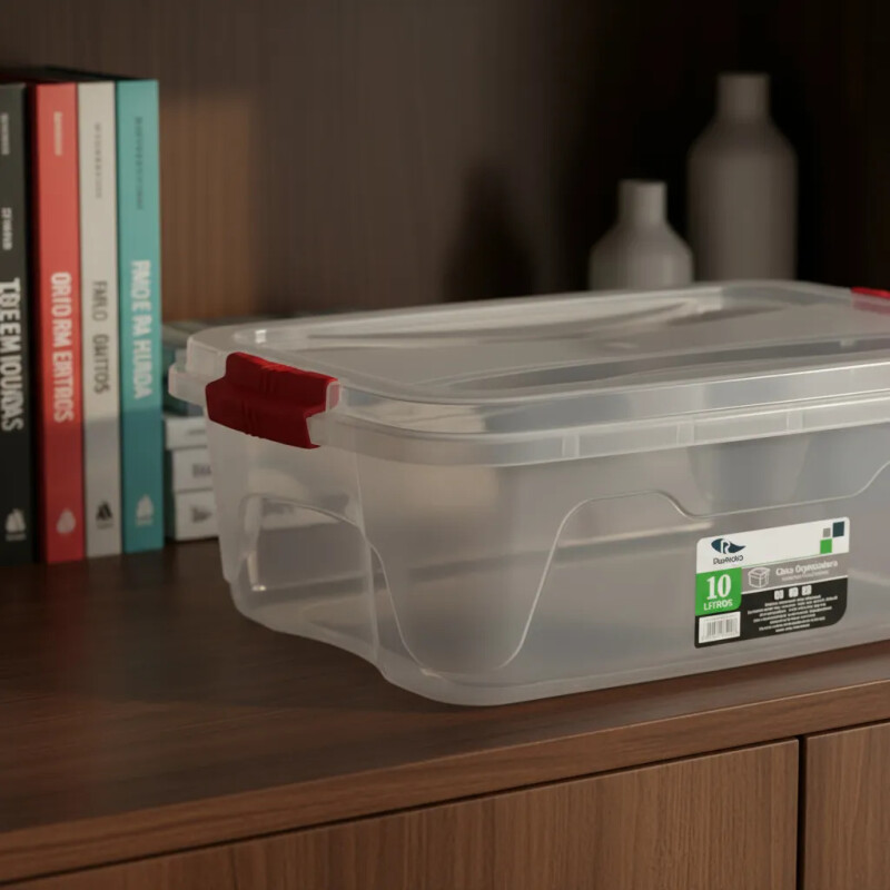 Set x5 caja organizadora 10 lts baja TRANSPARENTE