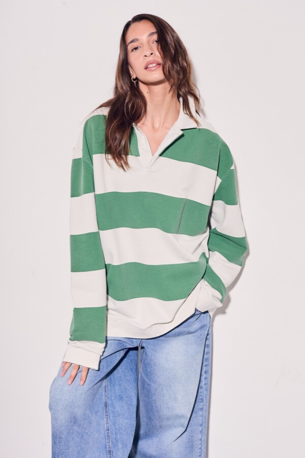 Sweater Polo Rayas Verde