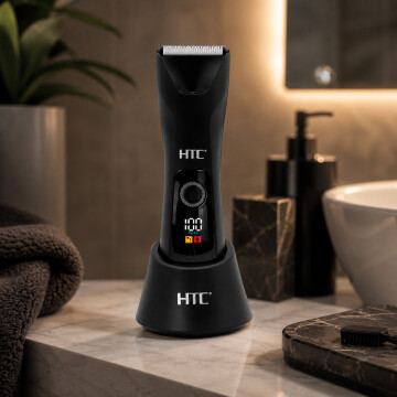 Afeitadora Corporal HTC AT-018 Inalámbrica IPX7 con Base Negro 1