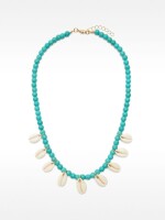 Collar Con Granos De Piedra Y Conchas azul