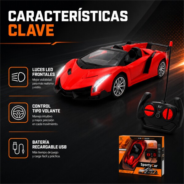 Auto Deportivo a Control Remoto Tipo Lamborghini con Luces LED ROJO