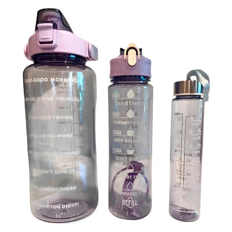 Set 3 Botellas Caramañola Deportivas Motivacionales Set 3 Botellas Caramañola Deportivas Motivacionales
