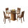 Juego de comedor con mesa redonda de vidrio y 4 sillas rústicas Beige