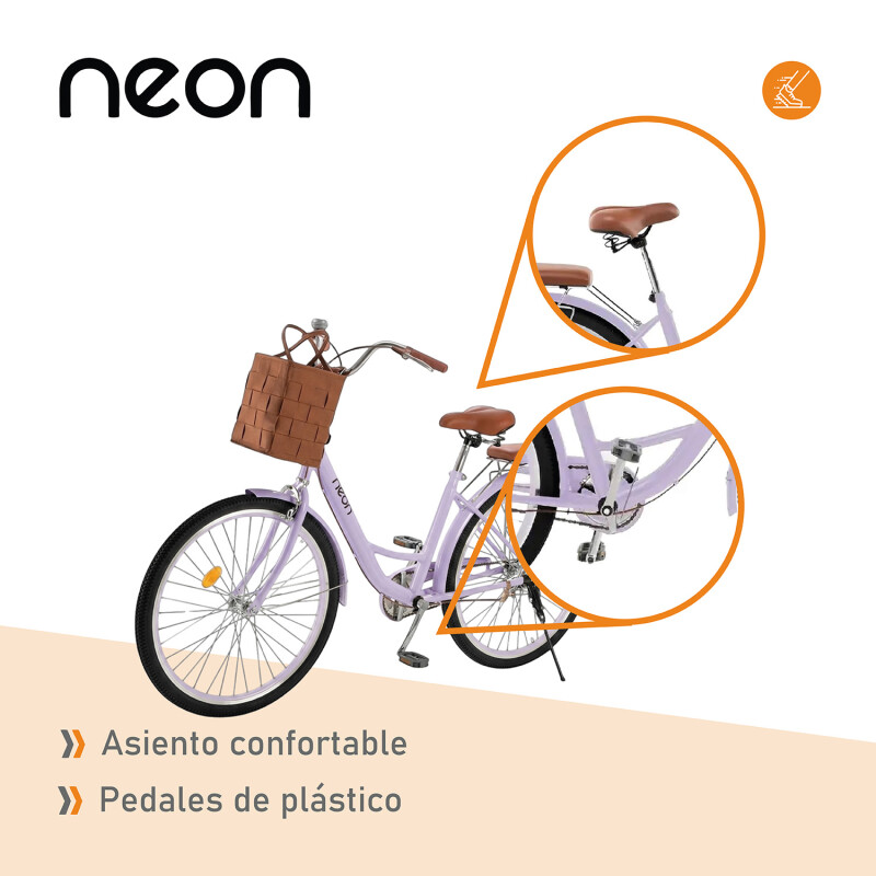 Bicicleta Urbana Rodado 26 con Canasto Vintage Violeta