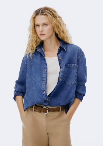 CAMISA ML FEM AZUL ESCURO