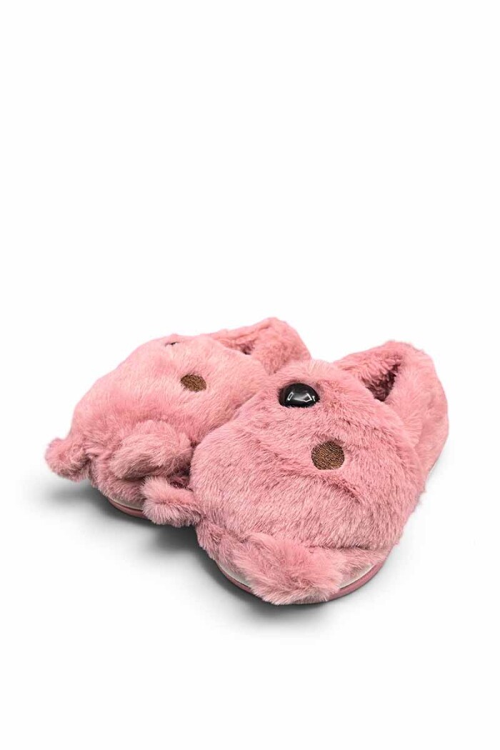 PANTUFLA NIÑOS CERRADA DISEÑO OSO Rosa