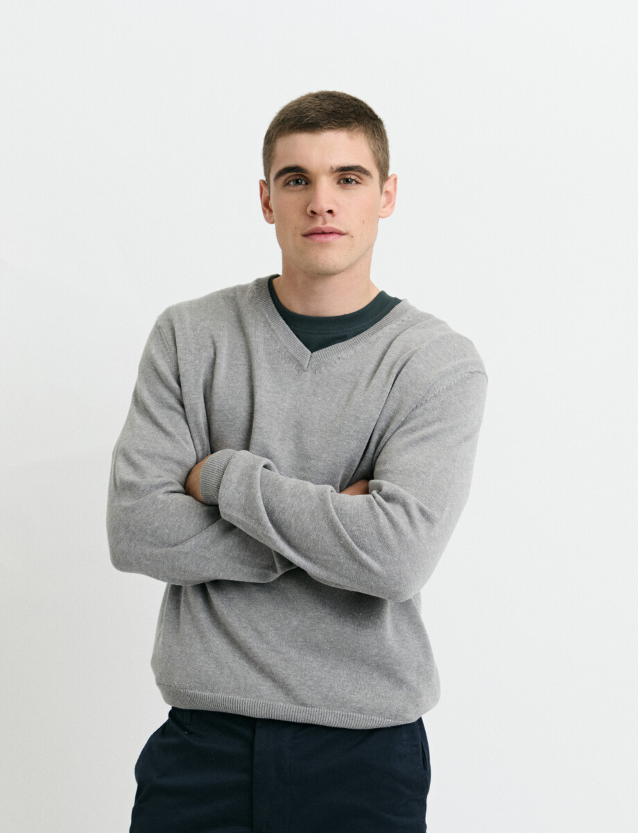 470985 SWEATER HARRINGTON LABEL Gris Medio